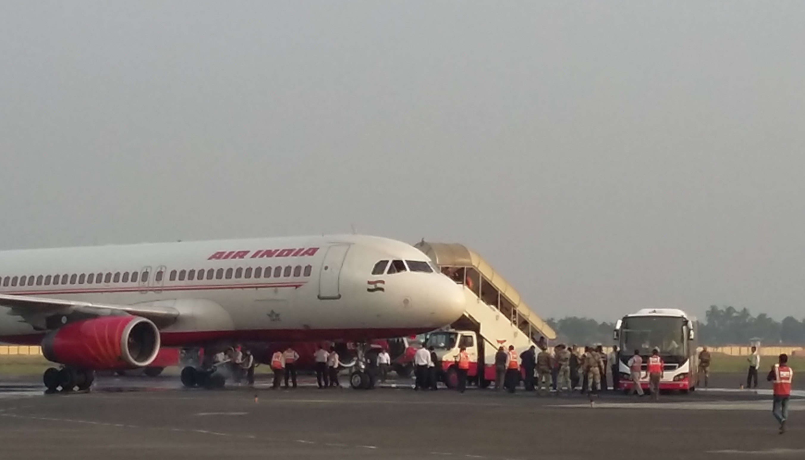 Landing gear catch Fire during Landing. NSCBI AIRPORT 